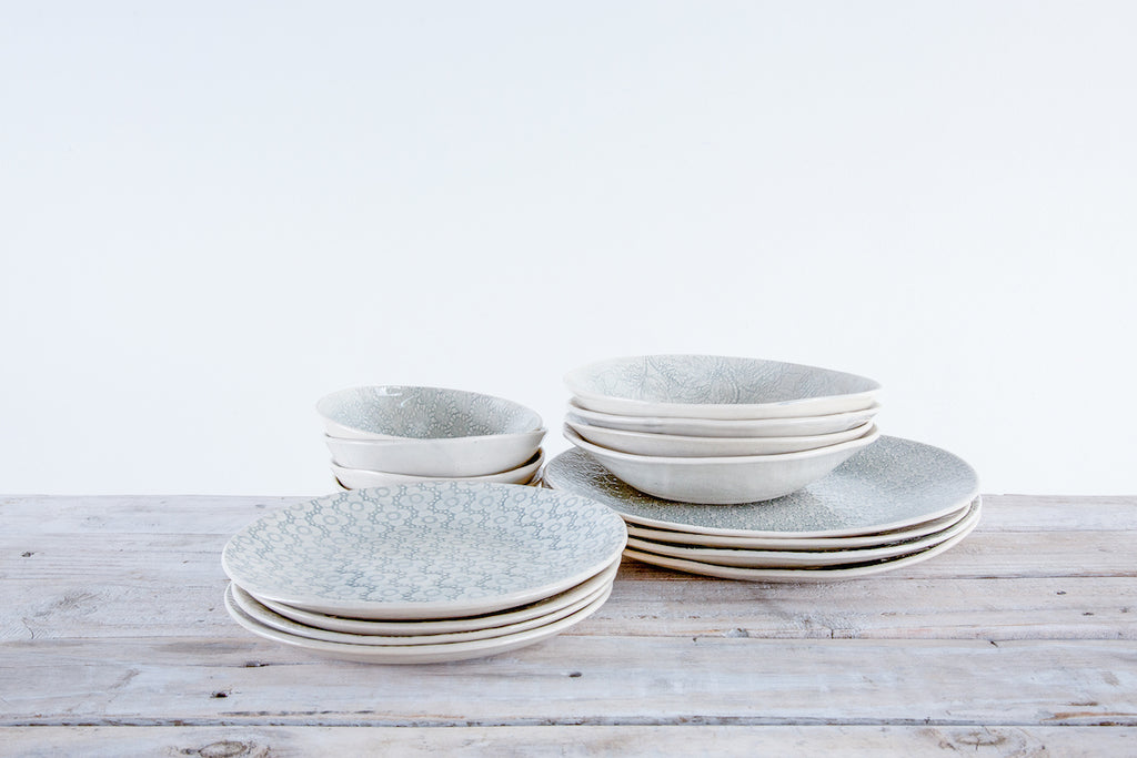 16-Piece Dinner Set - Duck Egg Patterned | Wonki Ware UK